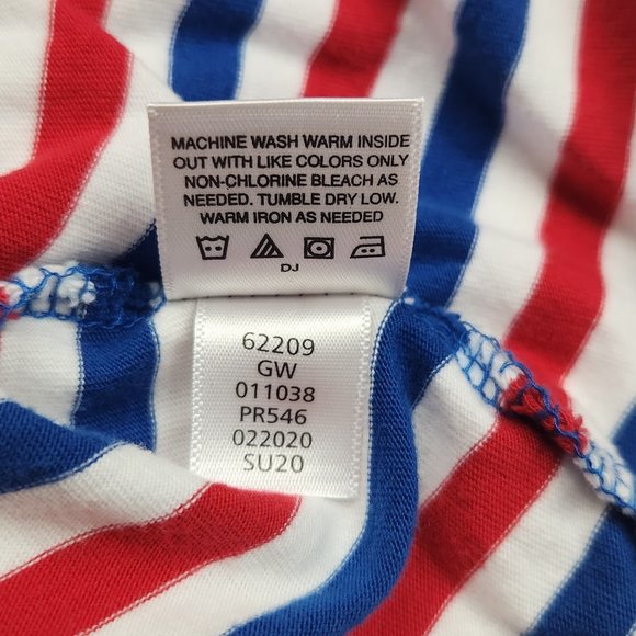 Hanna Andersson Red White Blue Patriotic Striped Short Sleeve Shirt 130 cm US 8 - Picture 5 of 5
